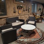 A cozy hygge space outside the apartment